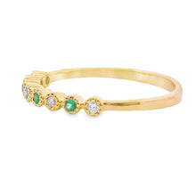 Load image into Gallery viewer, Emerald Diamond stackable band set 14KT Yellow Gold
