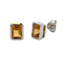 Load image into Gallery viewer, 1.08ct Citrine Stud Earrings 10KT White Gold
