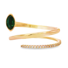 Load image into Gallery viewer, .75ct Emerald Diamond Ring 14KT Yellow Gold
