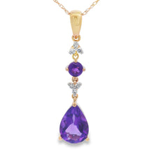 Load image into Gallery viewer, Amethyst Diamond Fashion Pendants 10KT Yellow Gold
