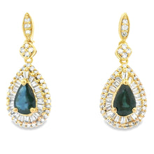 Load image into Gallery viewer, 1.22ct Sapphire Diamond Earrings 10KT Yellow Gold
