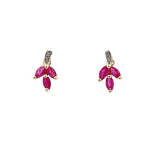 Load image into Gallery viewer, .58ct Ruby Diamond Earrings 10KT Yellow Gold
