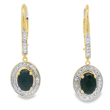 Load image into Gallery viewer, 1.05ct Onyx Diamond Dangle Earrings 10KT Yellow Gold
