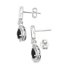 Load image into Gallery viewer, .84ct Onyx Diamond Dangle Earrings 10KT White Gold
