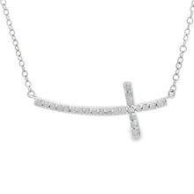Load image into Gallery viewer, .26ct Diamond Cross Religious Pendant Sterling Silver
