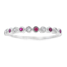 Load image into Gallery viewer, .13ct Ruby Diamond stackable band set 14KT White Gold
