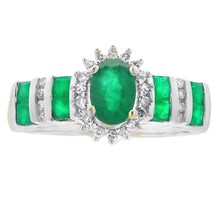 Load image into Gallery viewer, .80ct Emerald Diamond Ring 10KT White Gold
