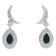Load image into Gallery viewer, .55ct Onyx Diamond Dangle Earrings 10KT White Gold
