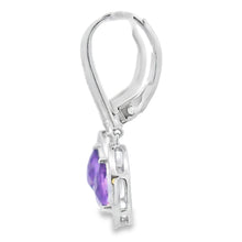 Load image into Gallery viewer, .88ct Amethyst Diamond Dangle Earrings 10KT White Gold
