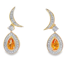 Load image into Gallery viewer, .48ct Citrine Diamond Dangle Earrings 10KT Yellow Gold
