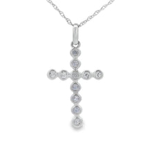 Load image into Gallery viewer, .09ct Diamond Cross Religious Pendant 14KT White Gold

