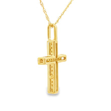 Load image into Gallery viewer, .08ct Diamond Cross Religious Pendant 14KT Yellow Gold
