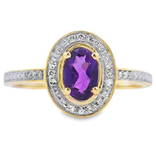 Load image into Gallery viewer, .48ct Amethyst Diamond Ring 10KT Yellow Gold
