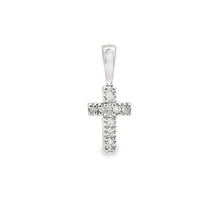 Load image into Gallery viewer, .03ct Diamond Cross Religious Pendant 10KT White Gold
