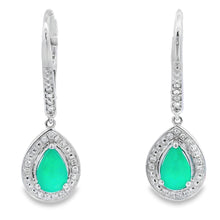 Load image into Gallery viewer, Chalcedony Diamond Dangle Earrings 10KT White Gold
