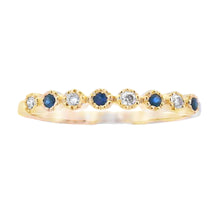 Load image into Gallery viewer, Sapphire Diamond stackable band set 14KT Yellow Gold
