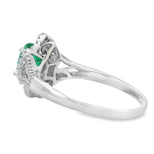 Load image into Gallery viewer, .94ct Emerald Diamond Ring 14KT White Gold
