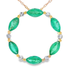 Load image into Gallery viewer, Emerald Diamond Circle of Love Pendant 10KT Yellow Gold
