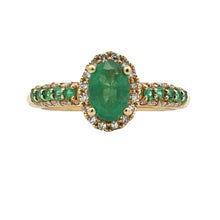 Load image into Gallery viewer, Natural 1.32ct Emerald Diamond Ring 14KT Yellow Gold
