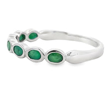 Load image into Gallery viewer, .74ct Emerald Fashion band rings 14KT White Gold
