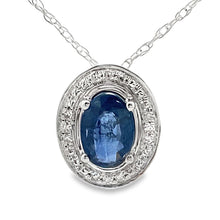 Load image into Gallery viewer, .59ct Sapphire Diamond Fashion Pendants 10KT White Gold
