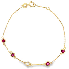 Load image into Gallery viewer, .66ct Ruby Diamond Bracelet 14KT Yellow Gold

