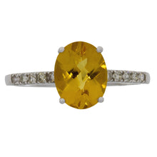 Load image into Gallery viewer, Natural 2.20ct Citrine Diamond Ring 14KT White Gold
