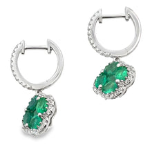 Load image into Gallery viewer, 1.93ct Emerald Zircon Dangle Earrings Sterling Silver
