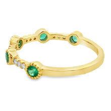Load image into Gallery viewer, Emerald Diamond stackable band set 14KT Yellow Gold
