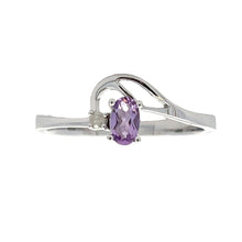 Load image into Gallery viewer, .02ct Amethyst Diamond Ring 10KT White Gold

