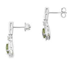 Load image into Gallery viewer, 1.23ct Peridot Diamond Dangle Earrings 10KT White Gold
