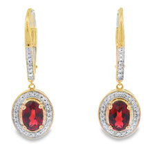 Load image into Gallery viewer, 1.41ct Garnet Diamond Dangle Earrings 10KT Yellow Gold

