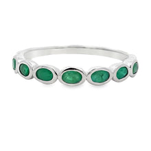 Load image into Gallery viewer, .74ct Emerald Fashion band rings 14KT White Gold
