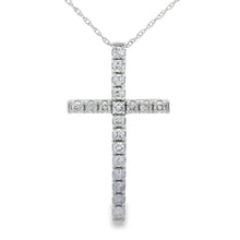 Load image into Gallery viewer, .50ct Diamond Cross Religious Pendant 14KT White Gold
