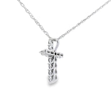 Load image into Gallery viewer, .11ct Diamond Cross Religious Pendant 14KT White Gold
