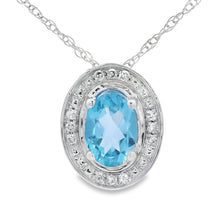 Load image into Gallery viewer, Blue Topaz Diamond Fashion Pendants 10KT White Gold
