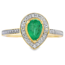 Load image into Gallery viewer, .42ct Emerald Diamond Ring 10KT Yellow Gold
