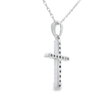 Load image into Gallery viewer, .10ct Diamond Cross Religious Pendant 14KT White Gold
