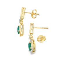 Load image into Gallery viewer, Chalcedony Diamond Dangle Earrings 10KT Yellow Gold

