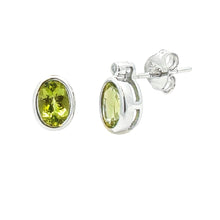 Load image into Gallery viewer, 1.23ct Peridot Diamond Stud Earrings 10KT White Gold
