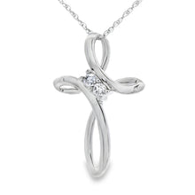 Load image into Gallery viewer, .04ct Diamond Cross Religious Pendant 14KT White Gold

