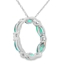 Load image into Gallery viewer, Emerald Diamond Circle of Love Pendant 10KT White Gold
