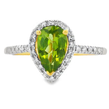 Load image into Gallery viewer, Natural 1.10ct Peridot Diamond Ring 14KT Yellow Gold
