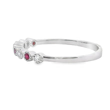 Load image into Gallery viewer, .14ct Ruby Diamond stackable band set 14KT White Gold
