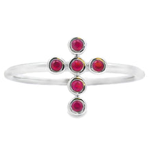 Load image into Gallery viewer, .12ct Ruby Cross Ring 14KT White Gold
