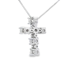 Load image into Gallery viewer, Opal Diamond Cross Religious Pendant 10KT White Gold
