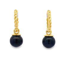 Load image into Gallery viewer, Pearl Hoop Earrings 14KT Yellow Gold

