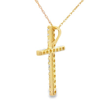 Load image into Gallery viewer, .33ct Diamond Cross Religious Pendant 14KT Yellow Gold
