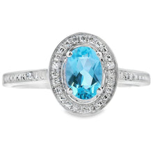 Load image into Gallery viewer, .59ct Blue Topaz Diamond Ring 10KT White Gold
