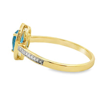 Load image into Gallery viewer, .54ct Blue Topaz Diamond Ring 10KT Yellow Gold
